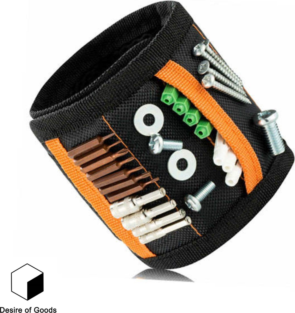 Desire of Goods Magnetische Polsband - Polsband voor Klussen - Polsband - Klussen - Gereedschaps Band - Hobby Armband - Polsband voor Klussers - Elektricien - Timmerman - Loodgieter - Bouwvakker - Zwart