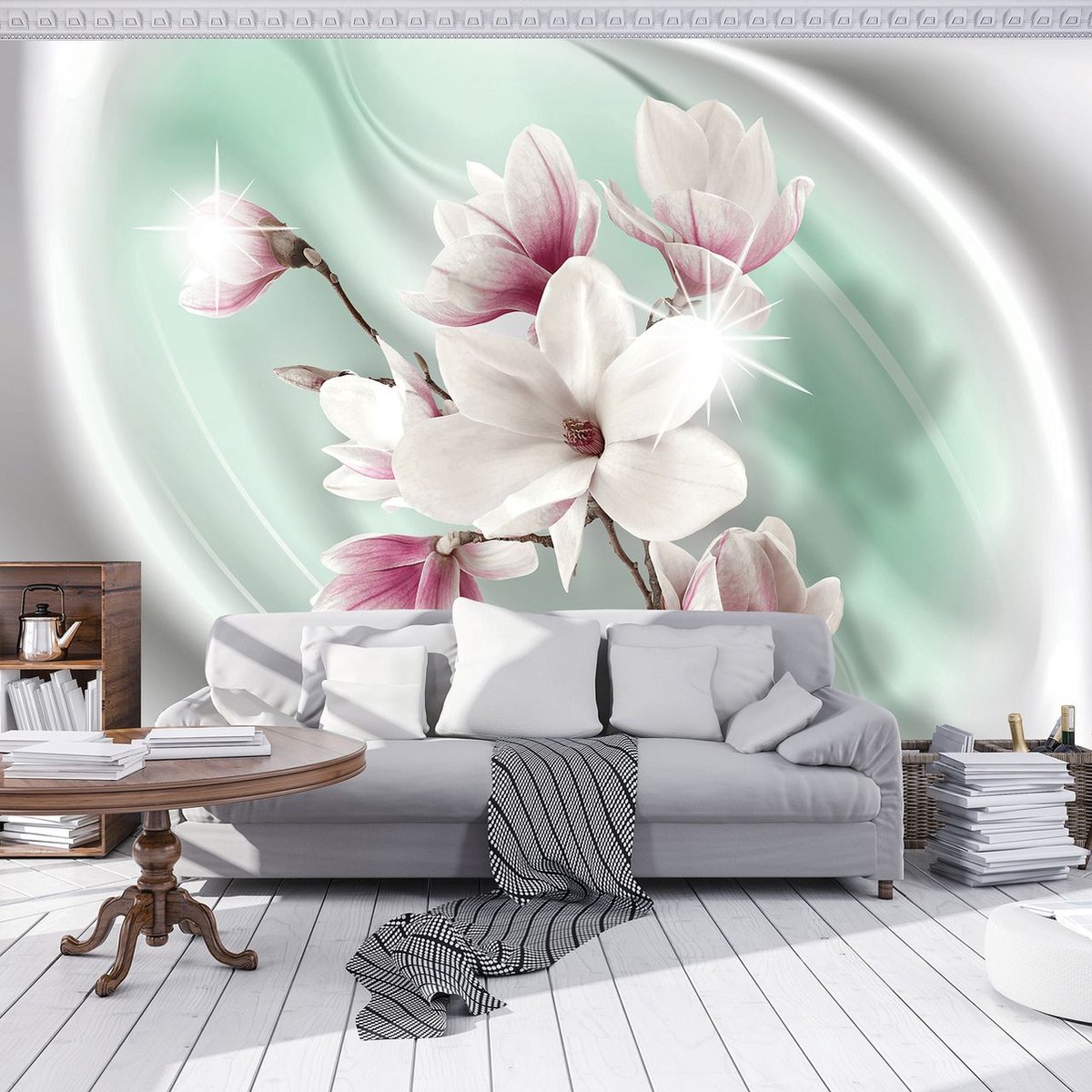Fotobehang 3D Effect Lelie Bloem 3D Stereo Foto Behang Non-Woven Muurschildering Woonkamer Tv Sofa Slaapkamer Muurschildering Decor 350(W) X256(H) Cm
