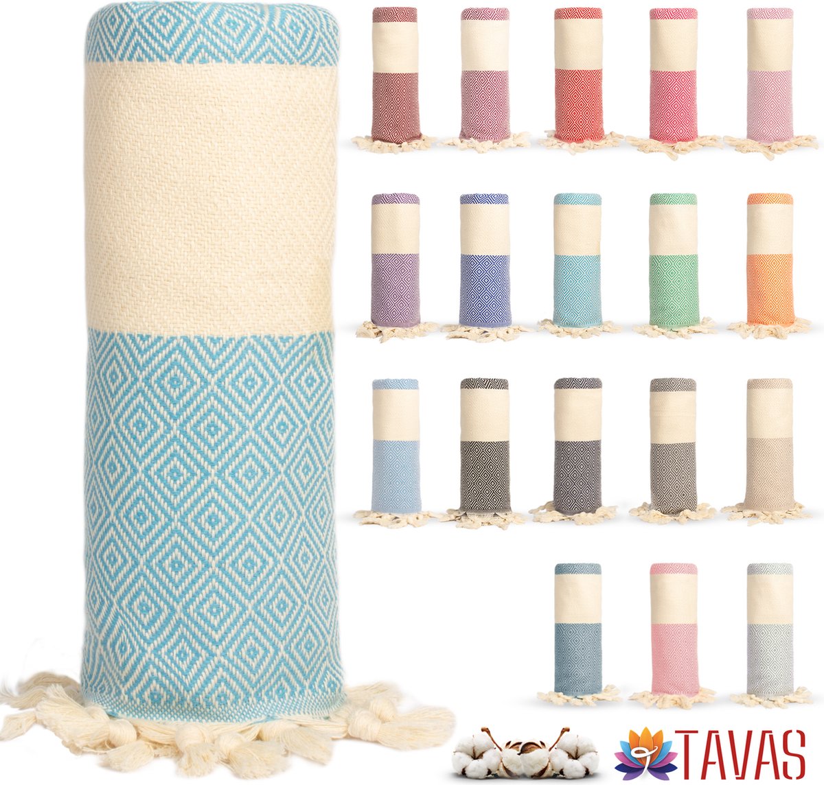 Tavas Hamamdoek Turkoois Strandlaken %100 Katoen XL Saunalaken 100 x 180 cm Badhanddoek Groot Douchelaken Dames Hotel Handdoek Pestemal Fouta Pareo Yoga Deken Heren