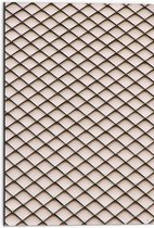 Dibond - Visnet Patroon van Zwart op Beige - 50x75 cm Foto op Aluminium (Met Ophangsysteem)