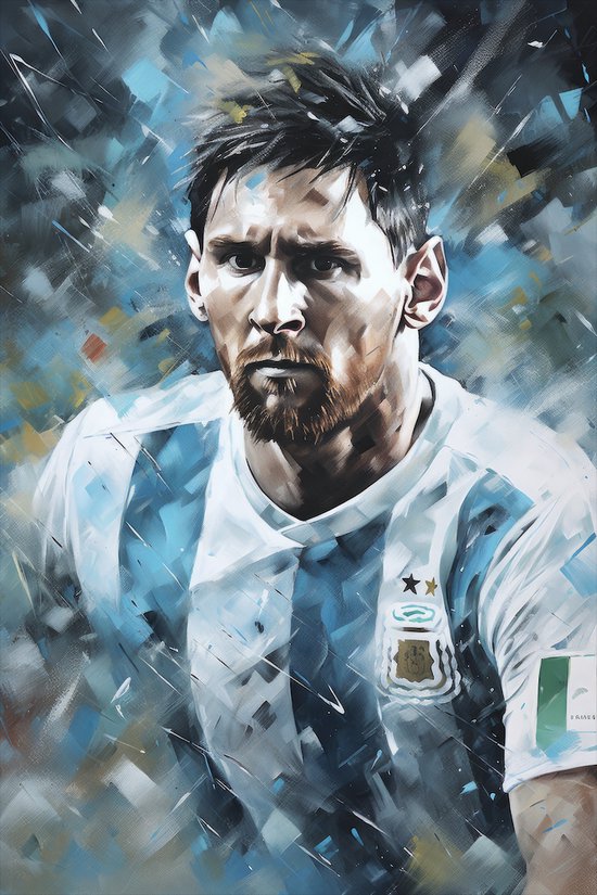 Poster Lionel Messi - Posters Sport - Poster Voetbal - Abstract Portret - 61x91cm - Geschikt om in te lijsten