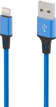 Oplaadkabel 1M Geschikt voor: Lightning kabel Nylon gevlochten snoer Geschikt voor iPhone 14 13 12 11 Pro Max Mini XR XS X 8 7 6 Plus 6s SE 2020 blauw