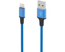Oplaadkabel 1M Geschikt voor: Lightning kabel Nylon gevlochten snoer Geschikt voor iPhone 14 13 12 11 Pro Max Mini XR XS X 8 7 6 Plus 6s SE 2020 blauw