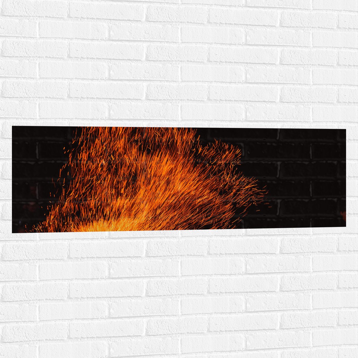 Muursticker - Oranje Spetters van Vuurkorf - 120x40 cm Foto op Muursticker