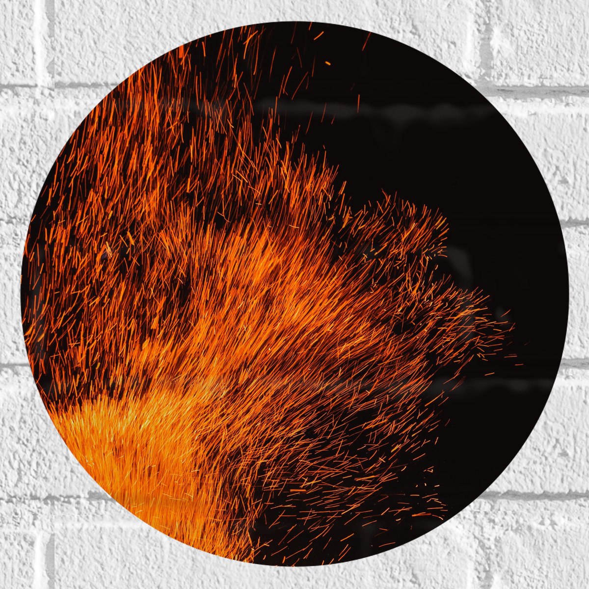 Muursticker Cirkel - Oranje Spetters van Vuurkorf - 30x30 cm Foto op Muursticker