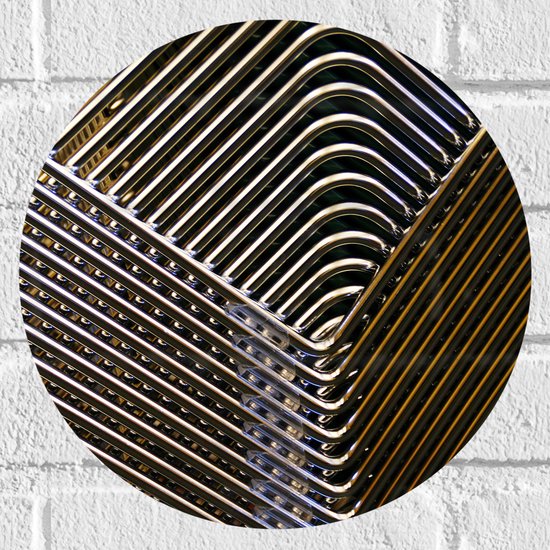 Muursticker Cirkel - Stapel Gouden Ruitvormige Panelen - 30x30 cm Foto op Muursticker