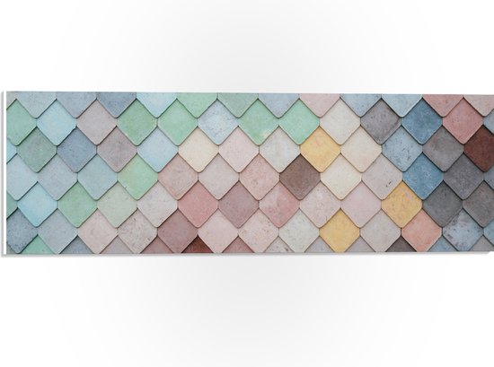 PVC Schuimplaat- Wand met Driehoekvormige Textuur in Verschillende Kleuren - 60x20 cm Foto op PVC Schuimplaat