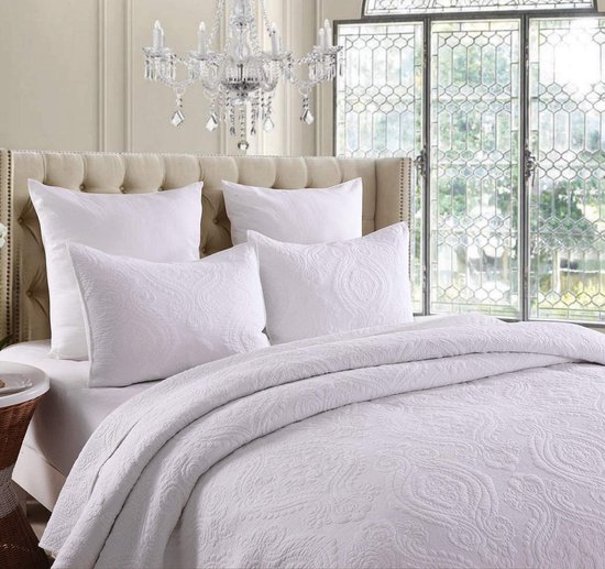 Luxe bedsprei velvet incl. 2 slopen - Grijs - 240 x 220 cm