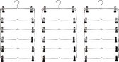 6-traps metalen rokhangers met klemmen (set van 3) - broekhangers met klemmen - met rubber beklede hangerclips - verstelbare clips broekhangers - voor het ophangen van kleding