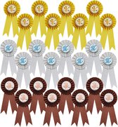 Juvale Award Linten (24-Pack) - Deelname Decoraties, Rozet Linten - 1e, 2e en 3e plaats Herkenning Linten voor Spelling Bijen, Science Fairs, Talent Shows - Goud, Zilver, Brons