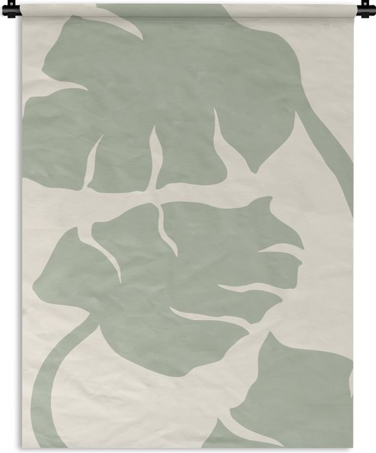Wandkleed - Wanddoek - Monstera - Bladeren - Groen - Planten - 60x80 cm - Wandtapijt