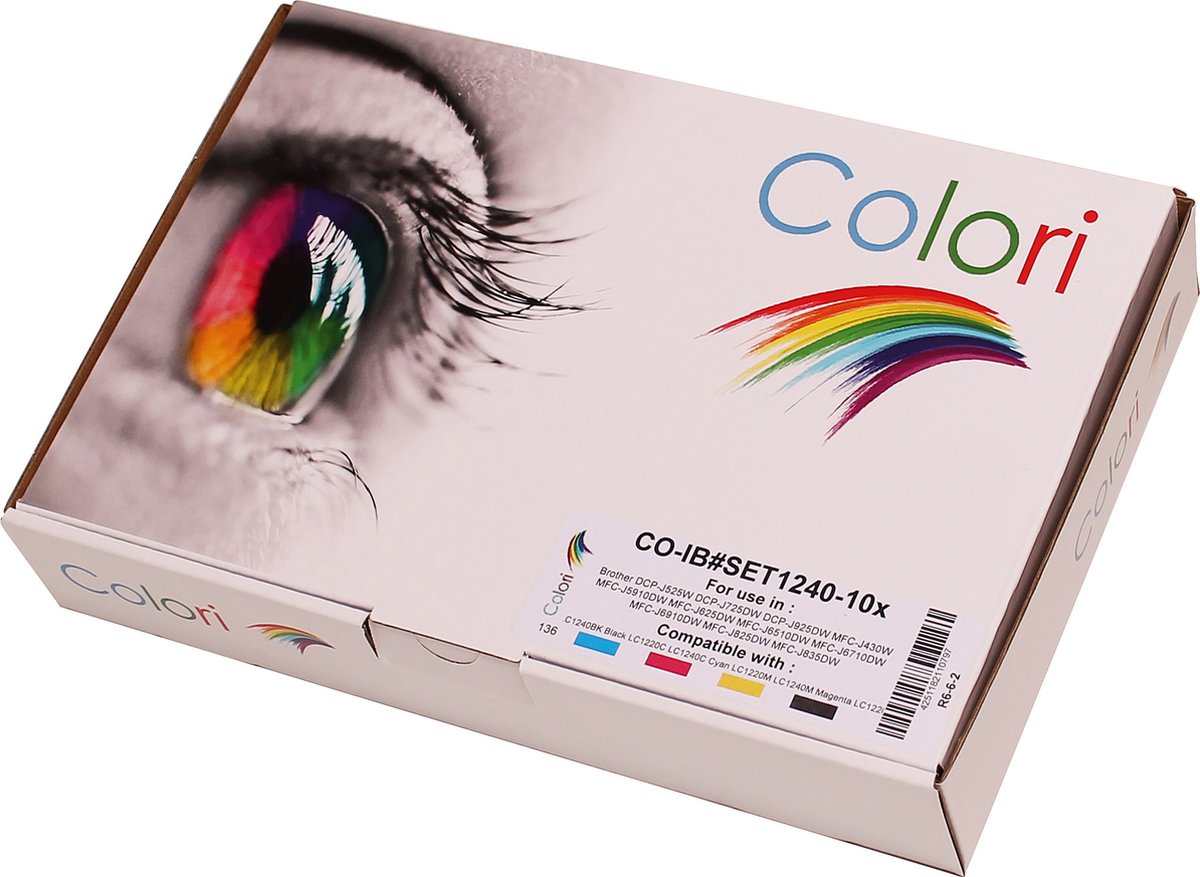 Set 10x Colori huismerk inkt cartridge geschikt voor Brother LC-1220 LC-1240 XL voor DCP-J525W DCP-J725DW DCP-J925DW MFC-J430W MFC-J5910DW MFC-J625DW MFC-J6510DW MFC-J6710DW MFC-J6910DW MFC-J825DW