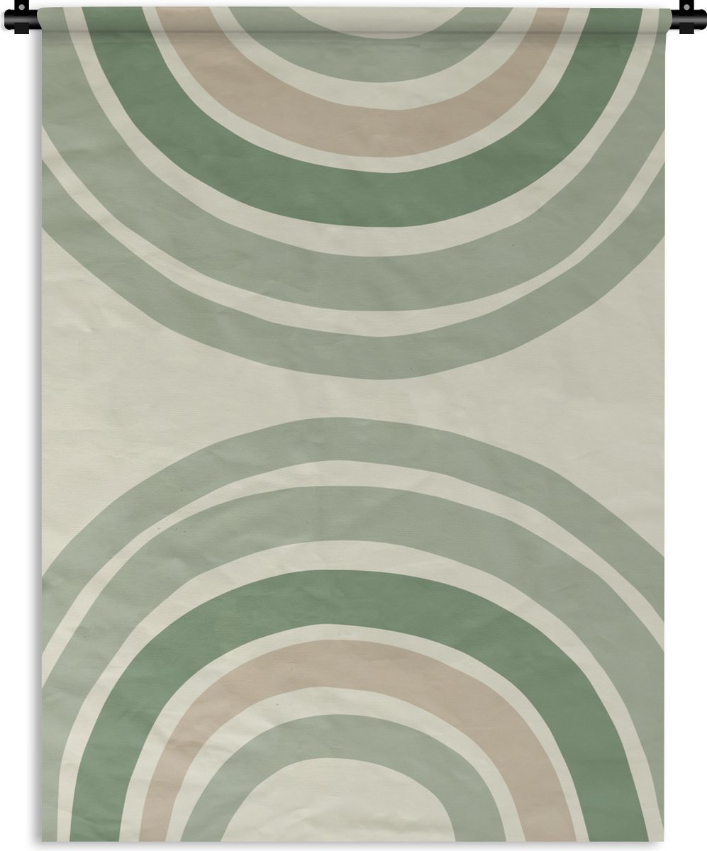 Wandkleed - Wanddoek - Cirkels - Groen - Regenboog - Vormen - 150x200 cm - Wandtapijt