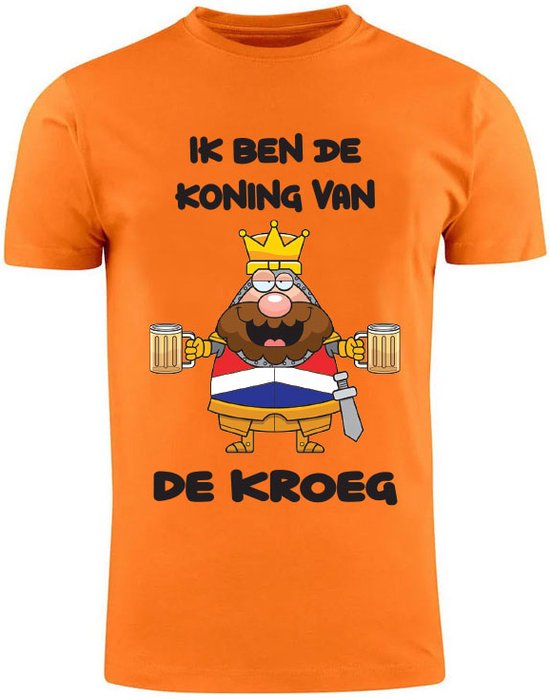 Ik ben de Koning van de Kroeg Oranje Heren T-Shirt | Koningsdag | Festival | Shirt