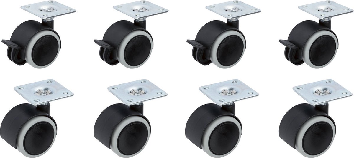 4 Stuks Zwenkwielen 100 mm met Rem Transportwielen Meubelwielen Zware Wielen Meubelwielen 4 inch Voor Binnen en Buiten tot 600 kg Rood