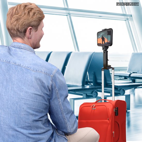 Phonebuddy Universele Telefoonhouder – Vliegtuig – Trein – Tafel – 360 graden draaibaar – Zwart – Reizen – Telefoonstandaard bureau - Telefoon statief