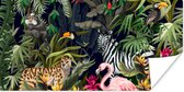 Poster Jungle dieren - Natuur - Jongens - Meisjes - Flamingo - Zebra - 80x40 cm