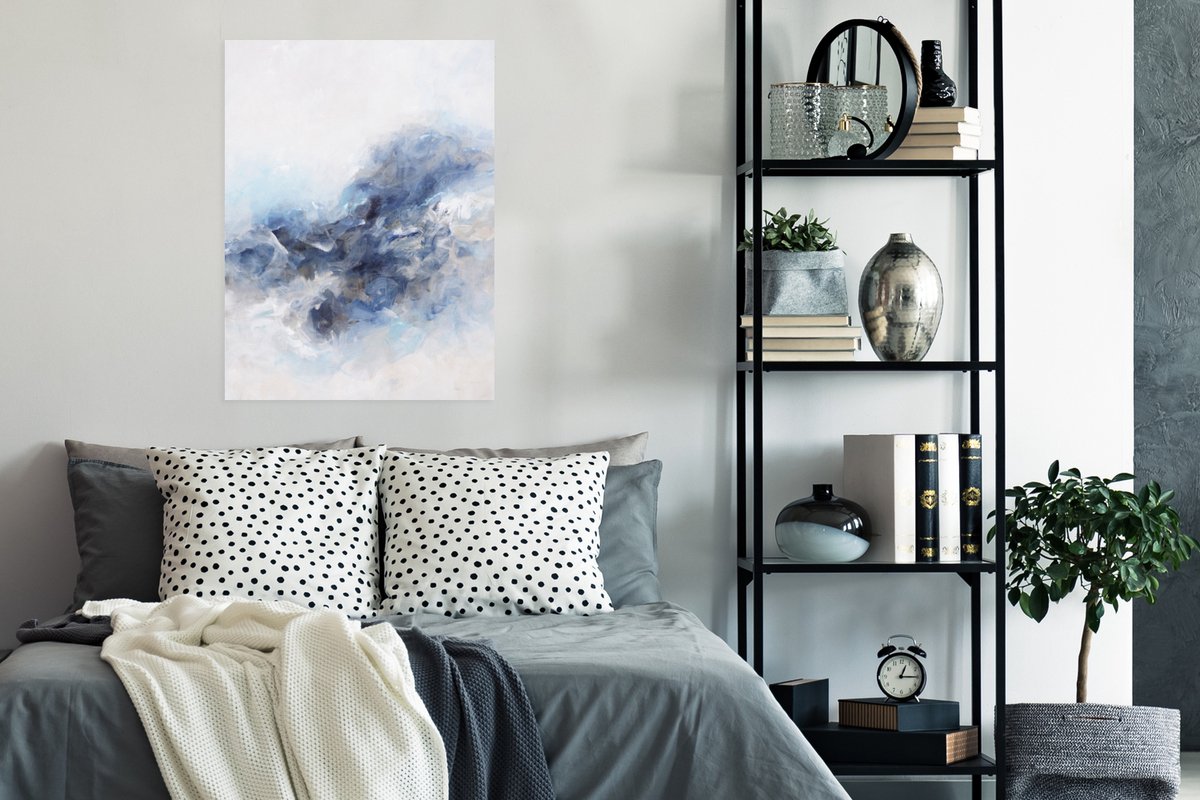 Poster Verf - Schilderij - Abstract - Blauw - 60x80 cm