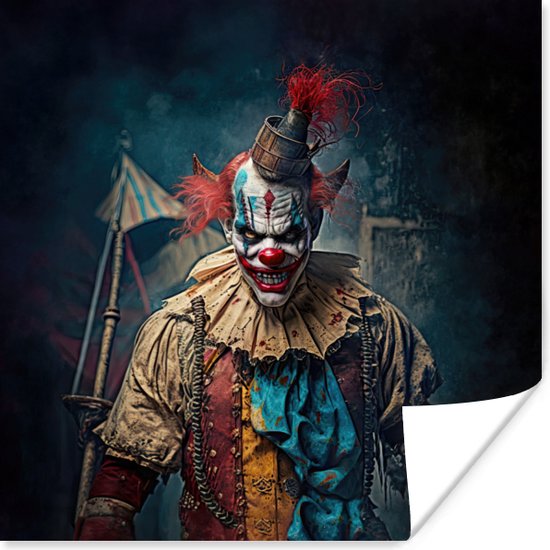 Poster Clown Horror Kleding Portret 30x30 cm bol