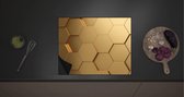 Inductieplaat Beschermer - Hexagon Wand in het Goud - 60x52 cm - 2 mm Dik - Inductie Beschermer met zwarte kern
