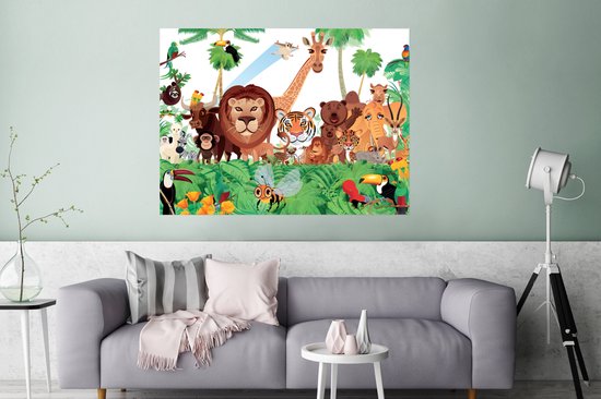 Affiche Animaux sauvages - Jungle - Lion - Tigre - Filles - Kids - Garçons - 120x90 cm