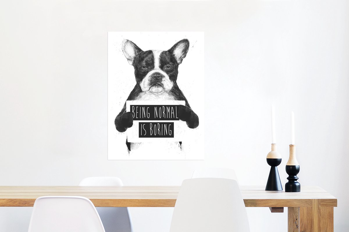 Poster Hond - Bord - Tekst - Dieren - 60x80 cm