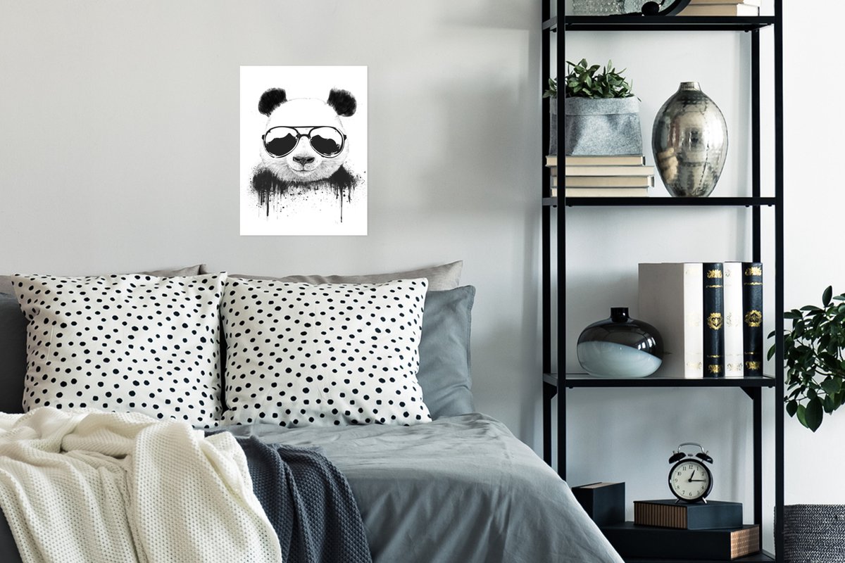 Poster Panda - Bril - Druppels - Wit - 30x40 cm