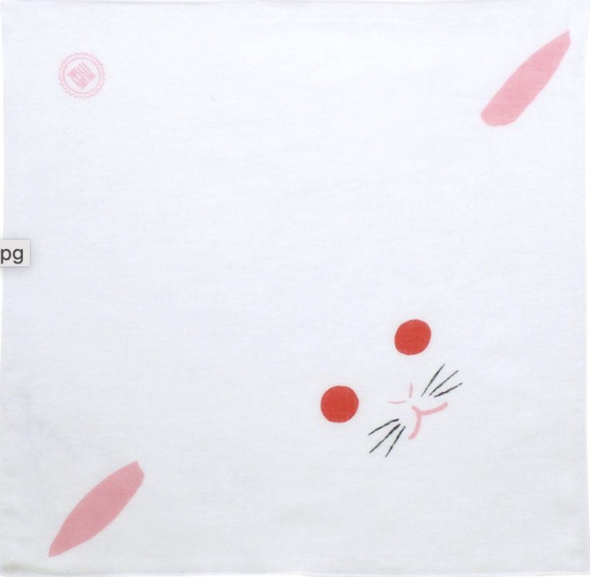 Goedkoopste Musubi Origami Zakdoek Konijn Wit - Herbruikbare Katoenen Zakdoek - Gevouwen Handpop - Print Konijn Wit - 35x35cm - Milieuvriendelijk - Kids - Made in Japan