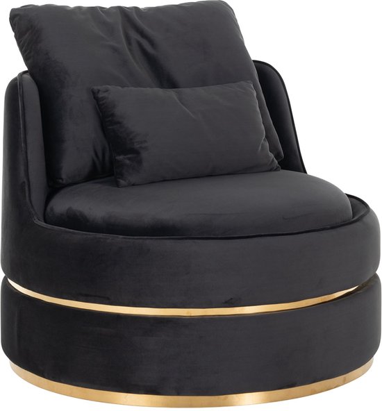 Fauteuil Kylie antraciet velvet / gold (Quartz Antraciet 801) S4491 ANTRACIET VELVET