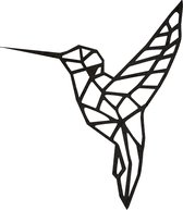 Wanddecoratie - Geometrische Kolibrie - Zwart - 24x20 cm