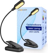 Lampe de lecture Voltager - Lampe à pince - Lampe de lecture - Veilleuse - Lumière ambre LED - Sans fil - Pince - Rechargeable par USB