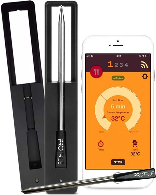 Protrue Thermomètre à viande Bluetooth avec application - Thermomètre BBQ  sans fil -... | bol.com