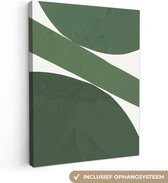 Canvas Schilderij Abstract - Groen - Vormen - Wit - 90x120 cm - Wanddecoratie