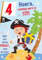 Depesche - Kinderkaart met de tekst "4 - Hoera, vandaag word je VIER!" - mot. 008