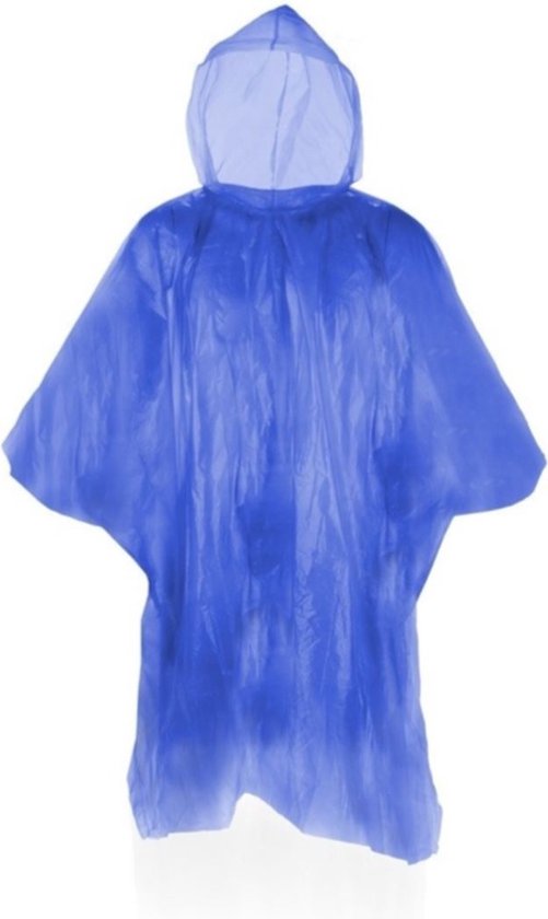 4x Wegwerp Regenponcho - Waterdicht - Voor Volwassenen - Kleur Blauw