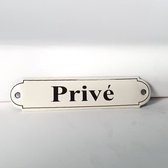 Emaille deurbordje naamplaatje Prive - 11 x 2,7 cm Klassiek NP-KS-R2