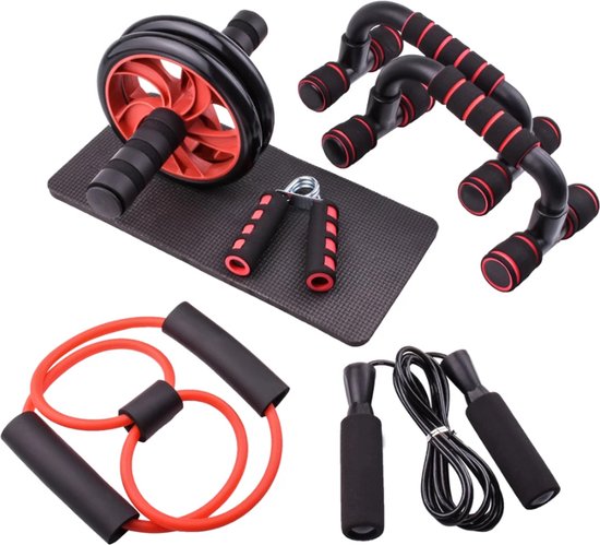 Gorilla Sports Buikspiertrainer - Buikspier - Ab Trainer - Inclusief Mat - Zwart / Grijs