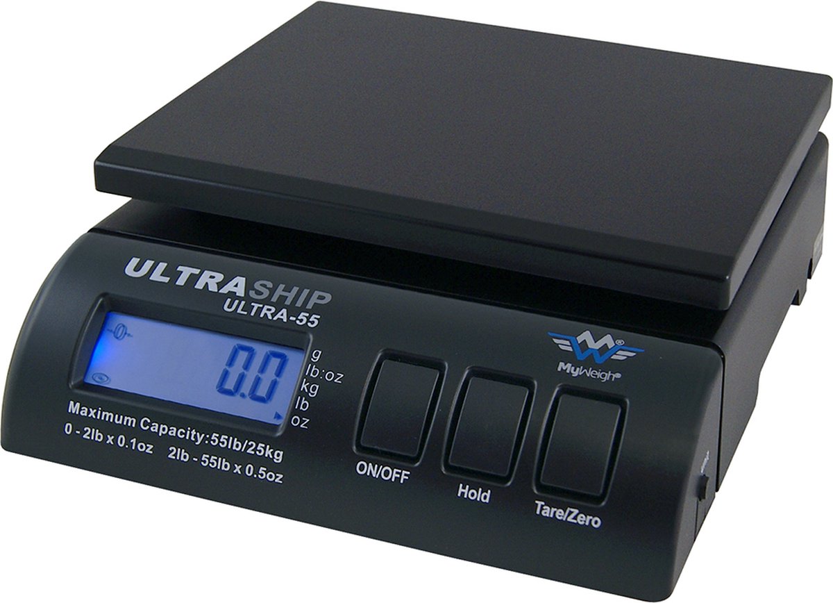 My Weigh ULTRASHIP 55 BLACK - Weegschaal - Keukenweegschaal - 2gr nauwkeurig - Tot 25 kg - Zwart