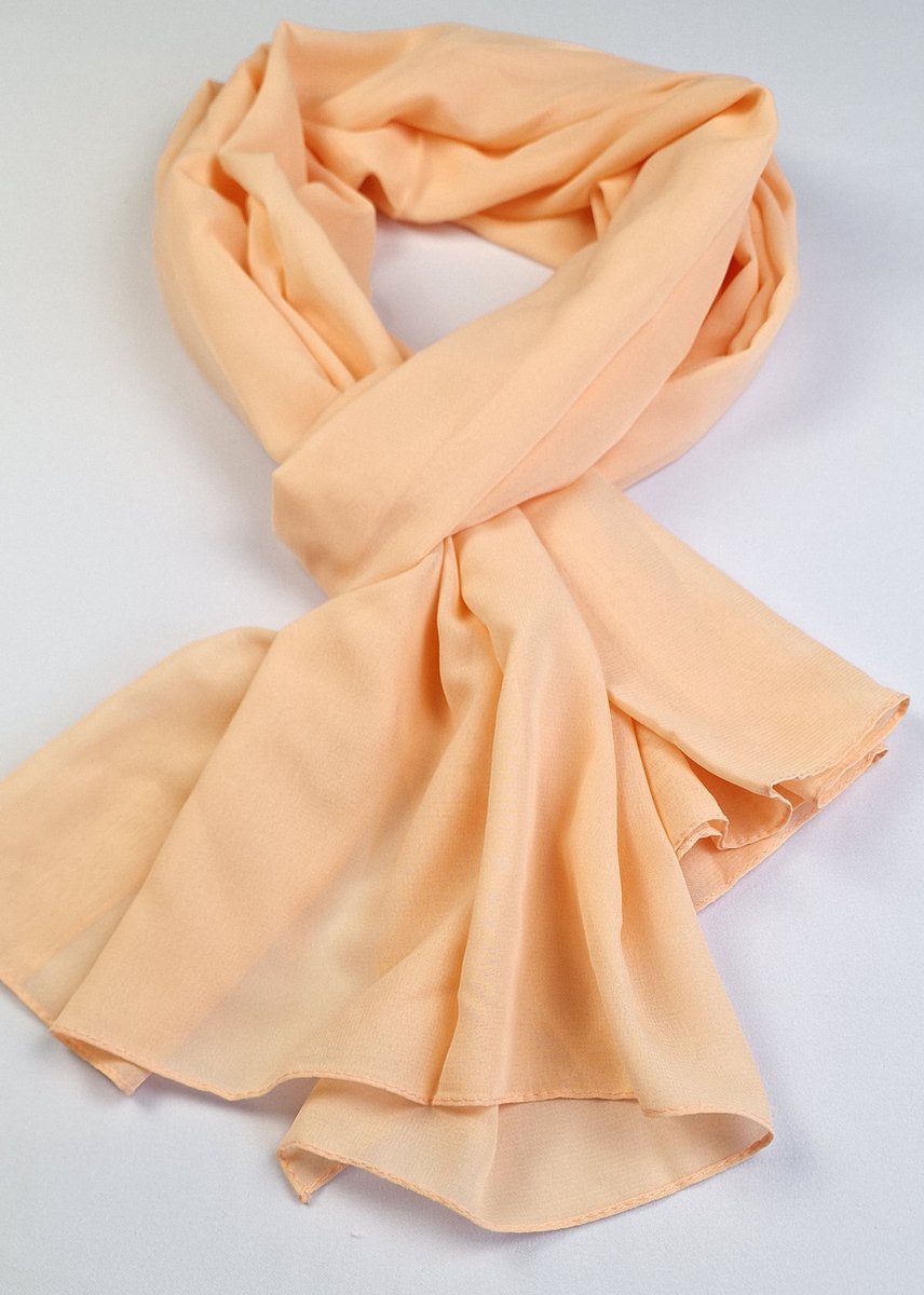 Dames sjaal / hoofddoek effen van chiffon stof / 70 x 200 cm extra lang