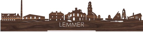 Standing Skyline Lemmer Notenhout - 40 cm - Woon decoratie om neer te zetten en om op te hangen - Meer steden beschikbaar - Cadeau voor hem - Cadeau voor haar - Jubileum - Verjaardag - Housewarming - Aandenken aan stad - WoodWideCities