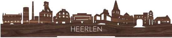 Standing Skyline Heerlen Notenhout - 60 cm - Woondecoratie design - Decoratie om neer te zetten en om op te hangen - Meer steden beschikbaar - Cadeau voor hem - Cadeau voor haar - Jubileum - Verjaardag - Housewarming - Interieur - WoodWideCities
