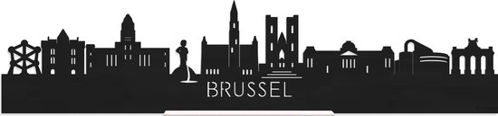 Standing Skyline Brussel Zwart hout - 60 cm - Woondecoratie design - Decoratie om neer te zetten en om op te hangen - Meer steden beschikbaar - Cadeau voor hem - Cadeau voor haar - Jubileum - Verjaardag - Housewarming - Interieur - WoodWideCities