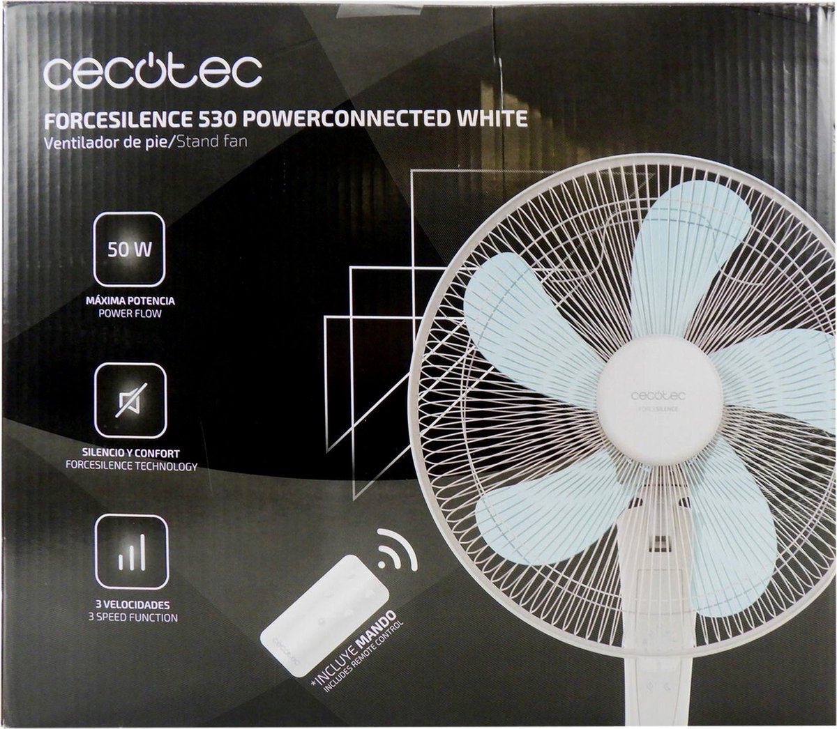 Staande ventilator Cecotec ForceSilence 530 Power Connected 50W (Ø 40 cm) - wit
