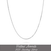Velini jewels-0.8mm breed box halsketting-925 Zilver Ketting- 60cm met 5cm verlengstuk gesloten met een veering slot
