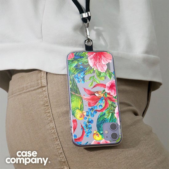 Case Company® - Coque Google Pixel 6a avec cordon - Perroquets - Coque de téléphone avec cordon Zwart - Protection sur tous les côtés et sur le bord de l'écran
