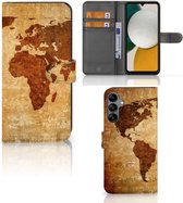 Telefoonhoesje Geschikt voor Samsung Galaxy A34 Wallet Bookcase Wereldkaart