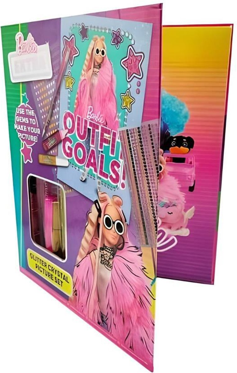 Barbie Extra Glitter Kristal Fotoset - Roze - Barbie Knutselen - Knutselen Meisjes - Tekenen - Knutselen - Cadeau Meisjes - Verjaardagscadeau Meisje