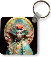 Sleutelhanger - Uitdeelcadeautjes - Vrouw - Bloemen - Roze - Portret - Aziatisch - Plastic