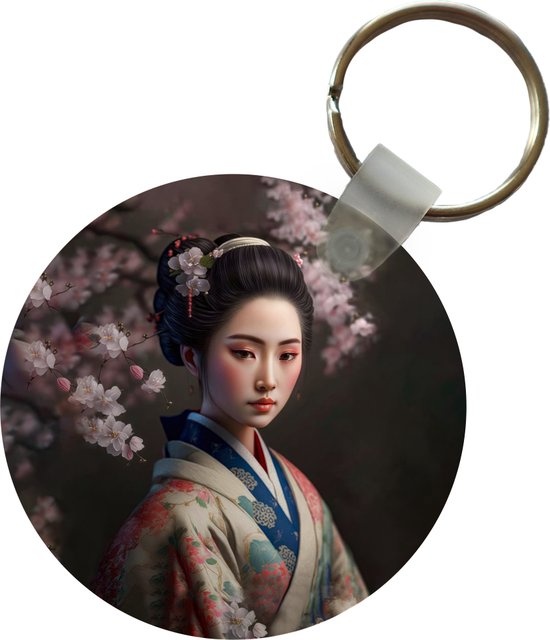 Porte-clés - Femme - Sakura - Kimono - Asiatique - Portrait