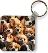 Sleutelhanger - Uitdeelcadeautjes - Honden - Dieren - Bruin - Zwart - Patronen - Kind - Plastic